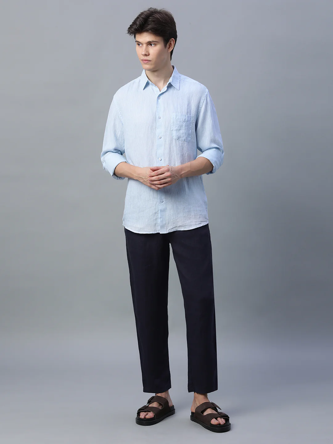 Men's Sky 100% Linen Regular Fit Shirt - Image 5