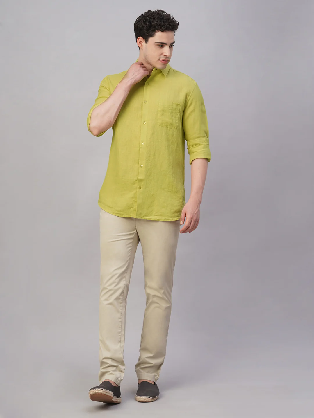 Men's Lemon 100% Linen Regular Fit Shirt - Image 2