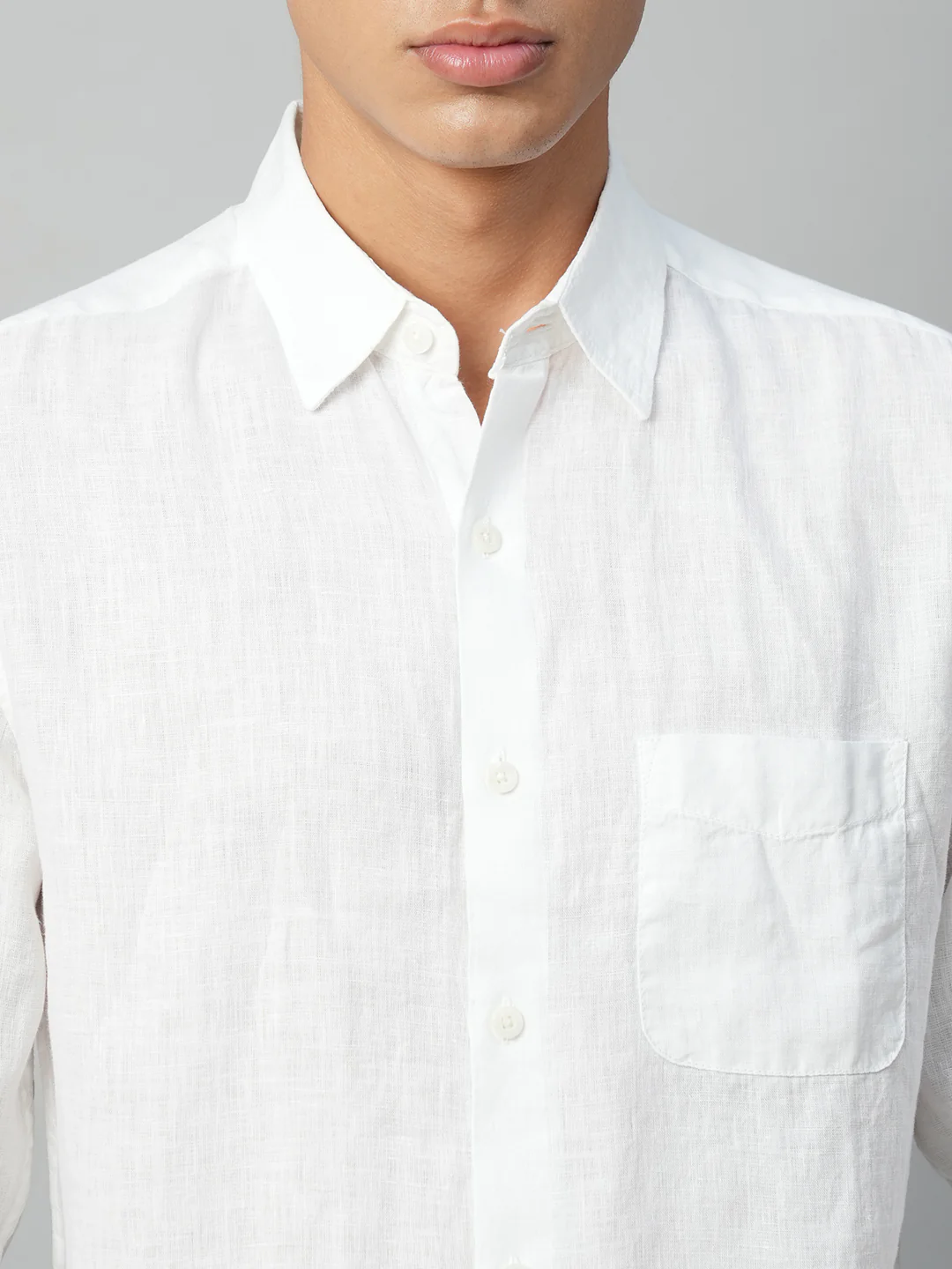 Men's White 100% Linen Regular Fit Shirt - Image 6