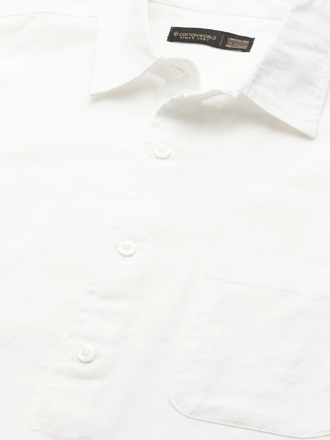 Men's White 100% Linen Regular Fit Shirt - Image 8