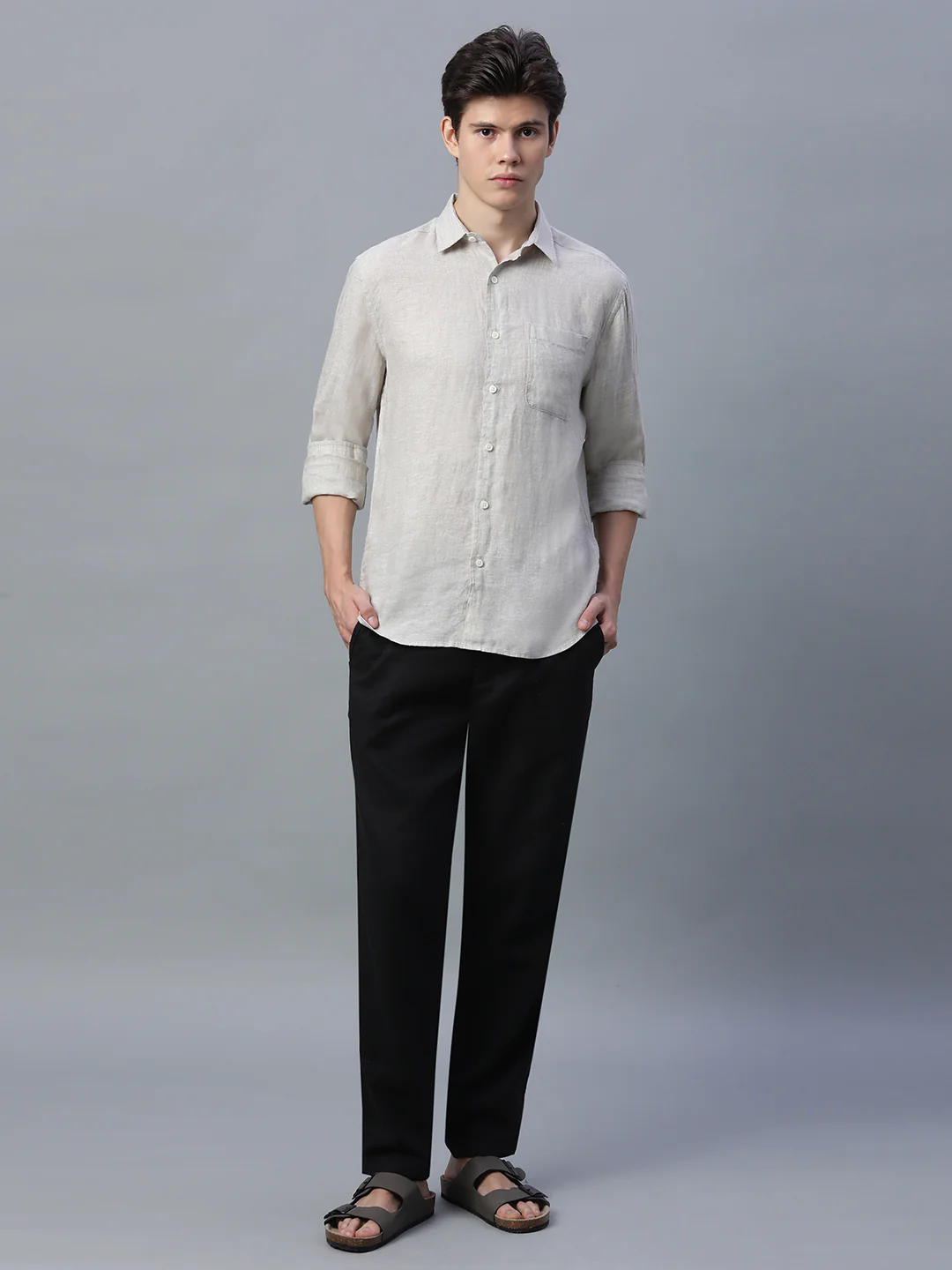 Men's Natural 100% Linen Regular Fit Shirt - Image 5