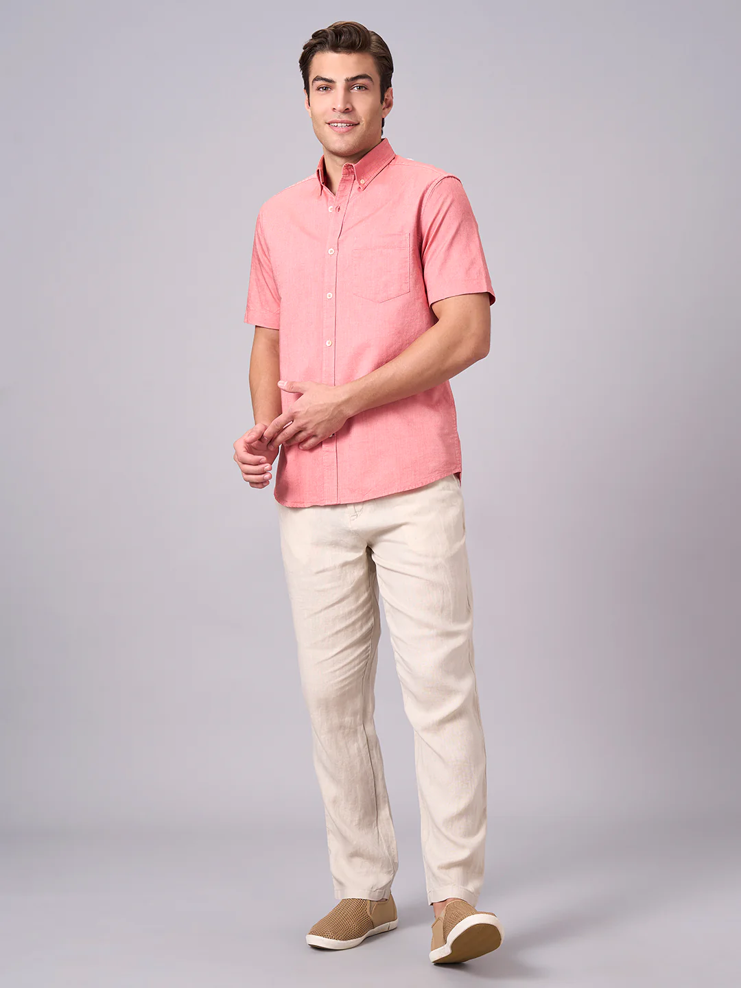 Men's Brick 100% Cotton Regular Fit Shirt - Image 5