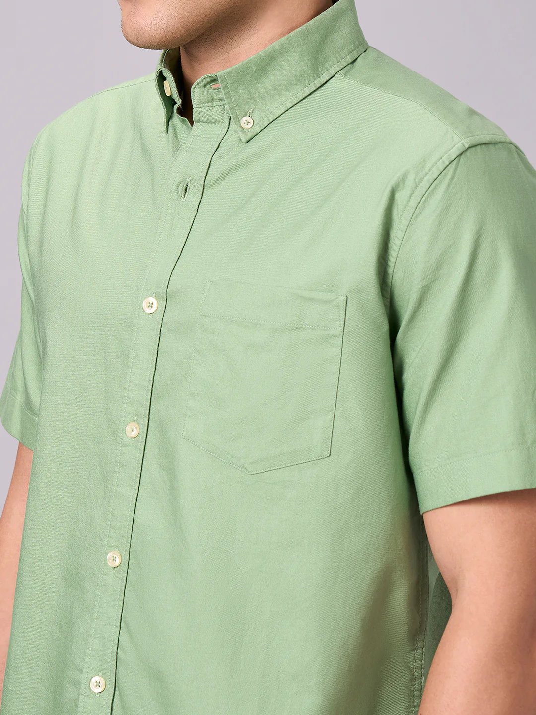 Men's Green 100% Cotton Regular Fit Shirt - Image 7