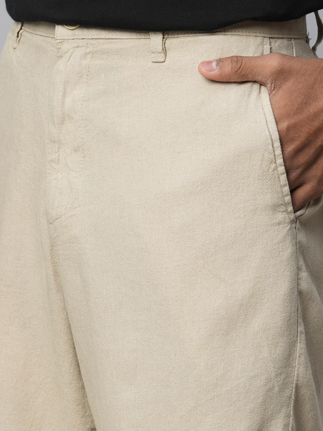 Men's Natural Linen Viscose Regular Fit Shorts - Image 6