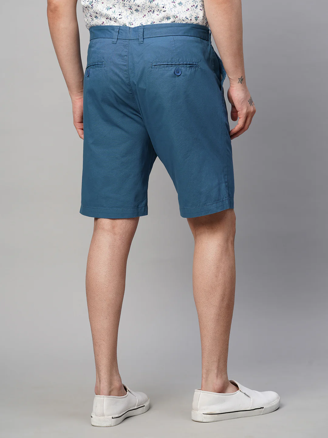 Men's Dark Blue Cotton Regular Fit Shorts - Image 5