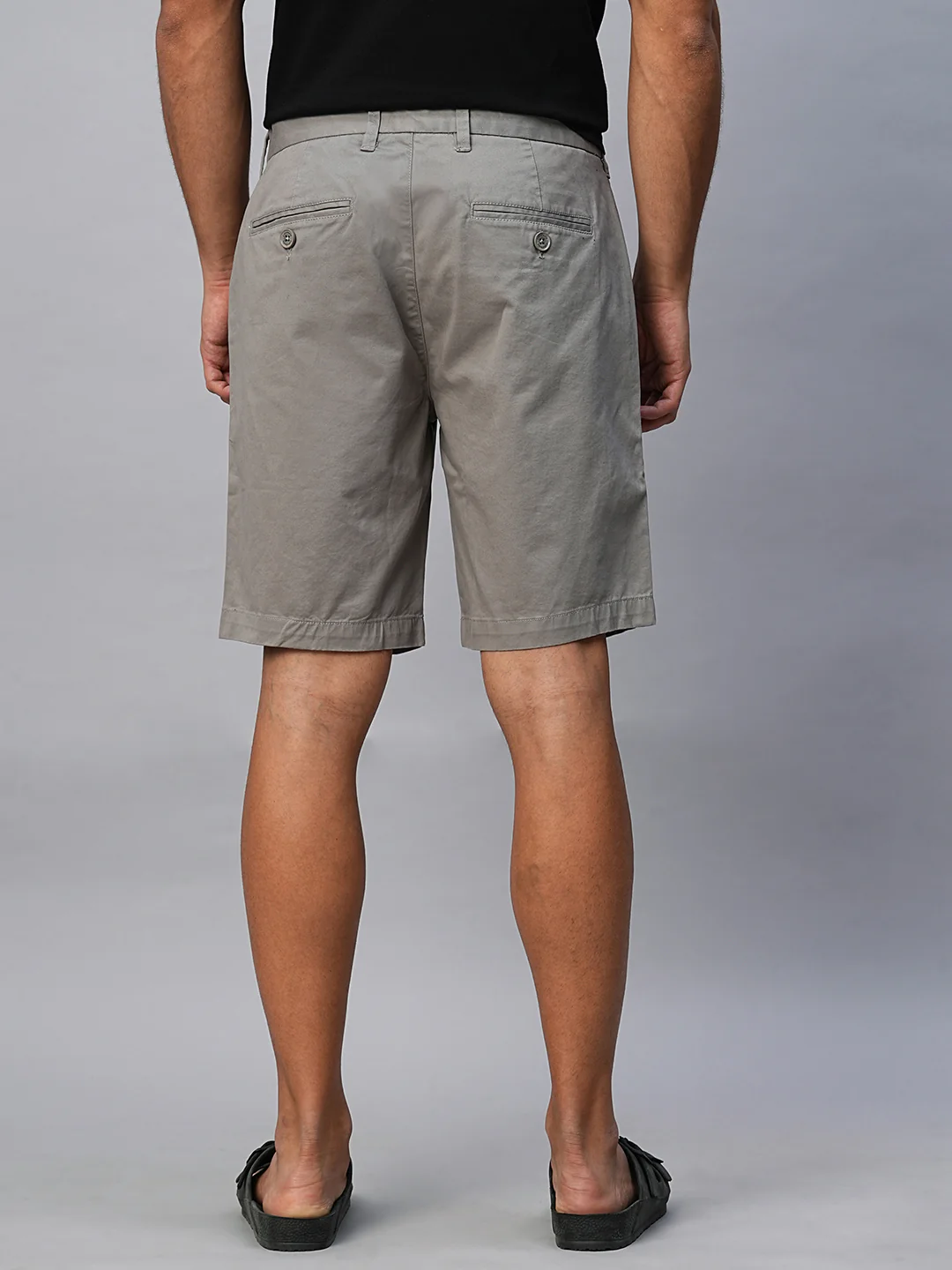 Men's Grey Cotton Lycra Regular Fit Shorts - Image 5