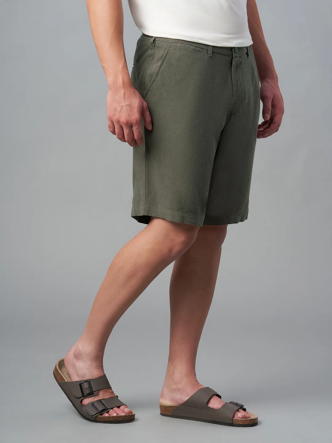 Men's Darkoliveg Linen Viscose Regular Fit Shorts - Image 4