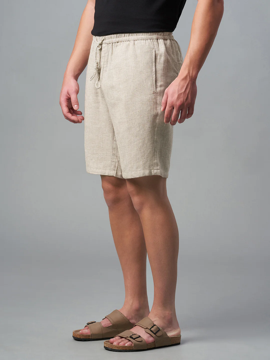 Men's Natural Cotton Linen Regular Fit Shorts - Image 3