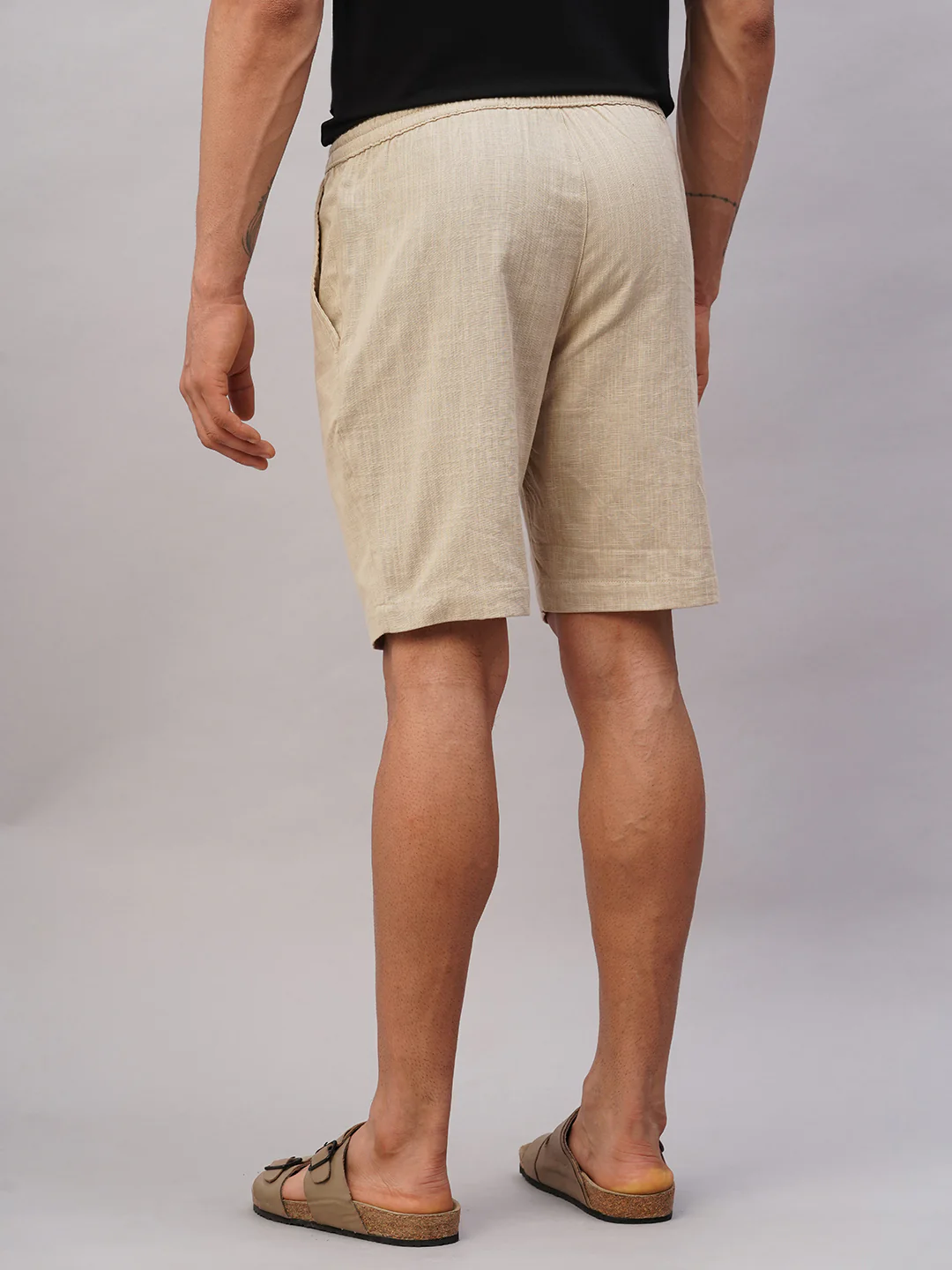Men's Beige Cotton Regular Fit Shorts - Image 5