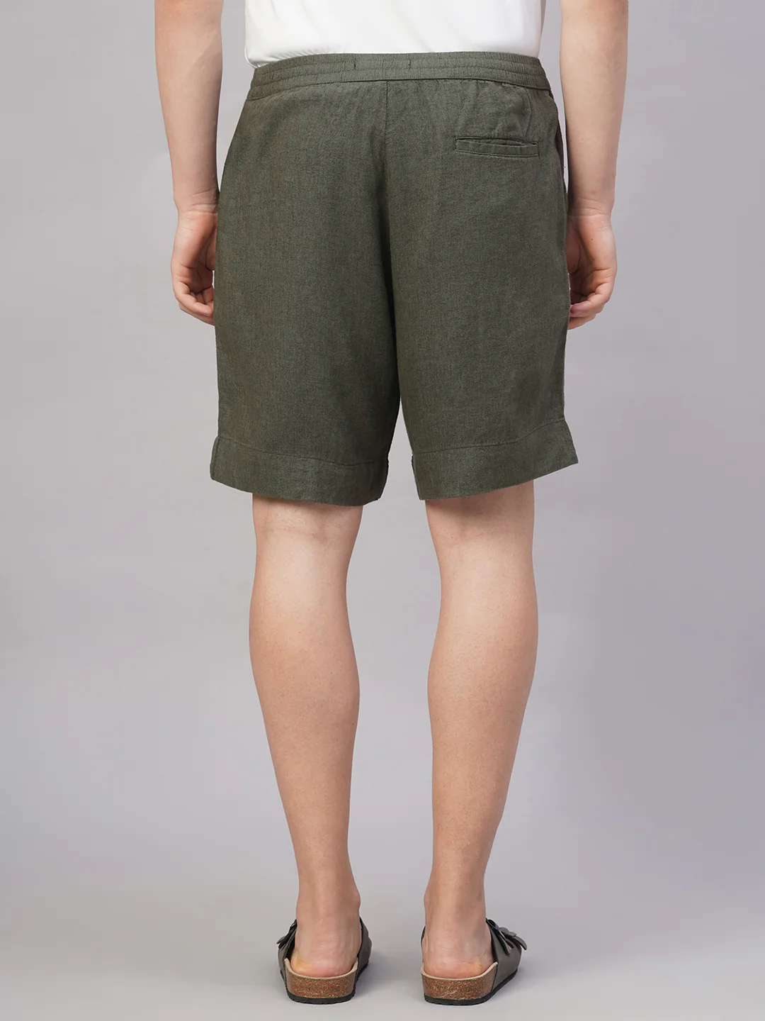 Men's Slate Grey Linen Viscose Regular Fit Shorts - Image 5