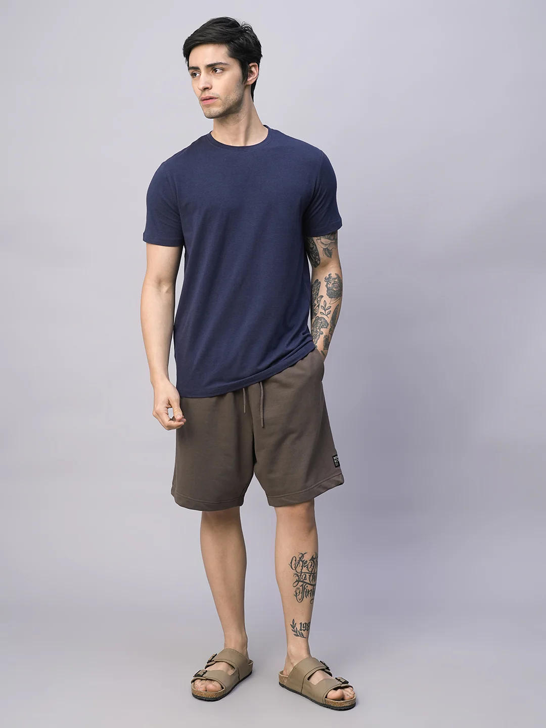 Men's Brown Organic Cotton Regular Fit Shorts - Image 2
