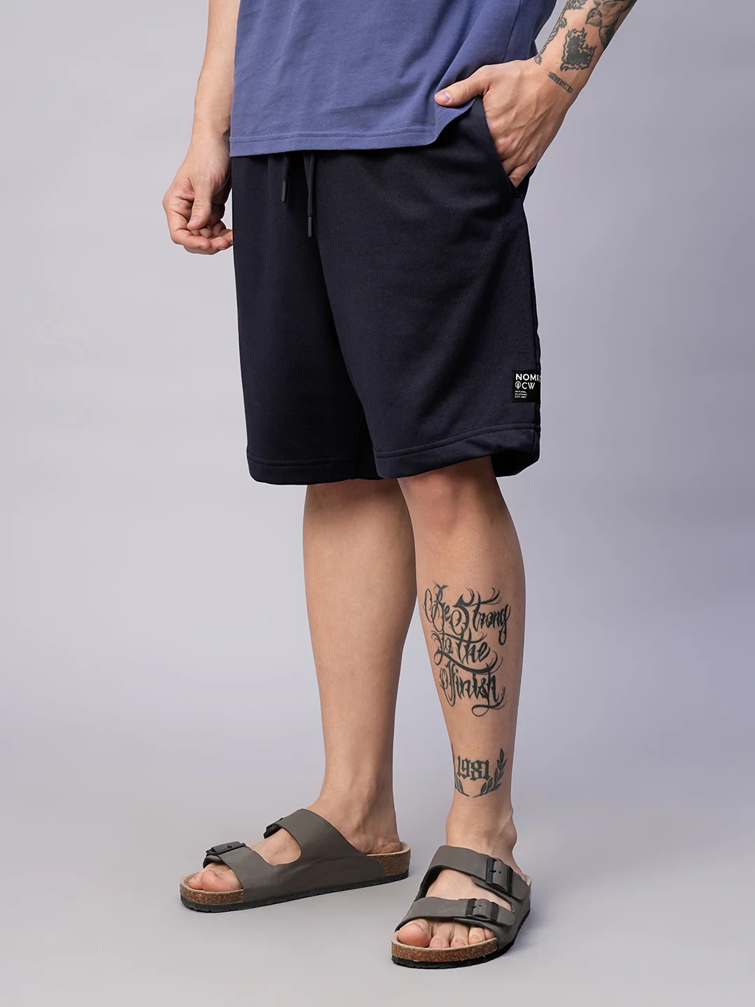 Men's Navy Organic Cotton Regular Fit Shorts - Image 3