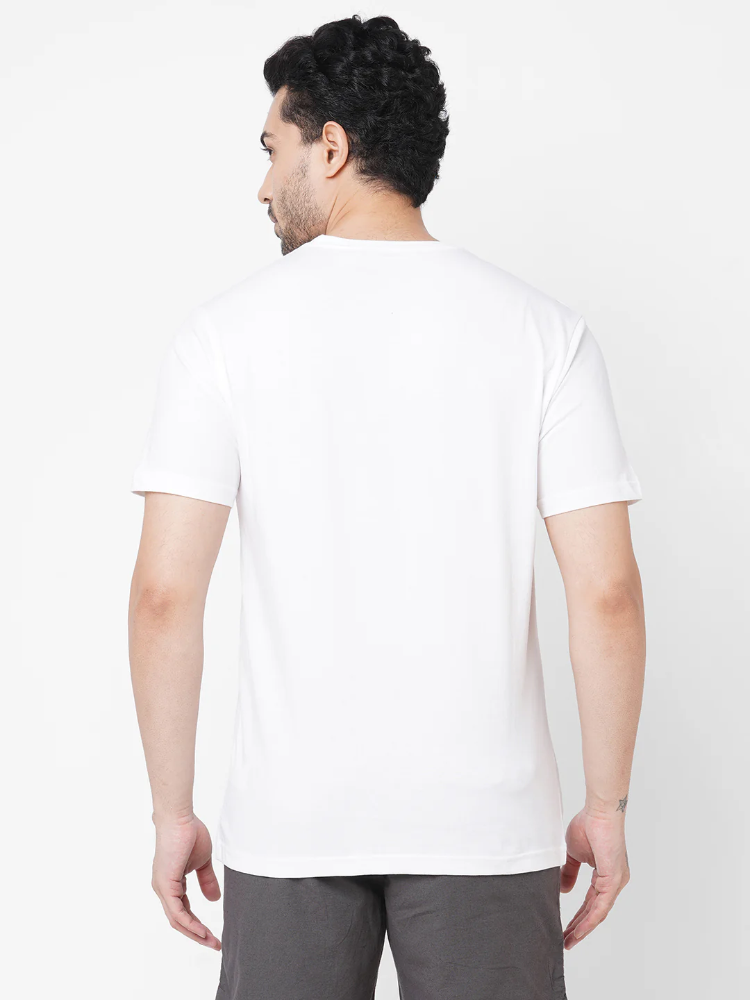 Men's White 100% Cotton Regular Fit Tshirt - Image 4