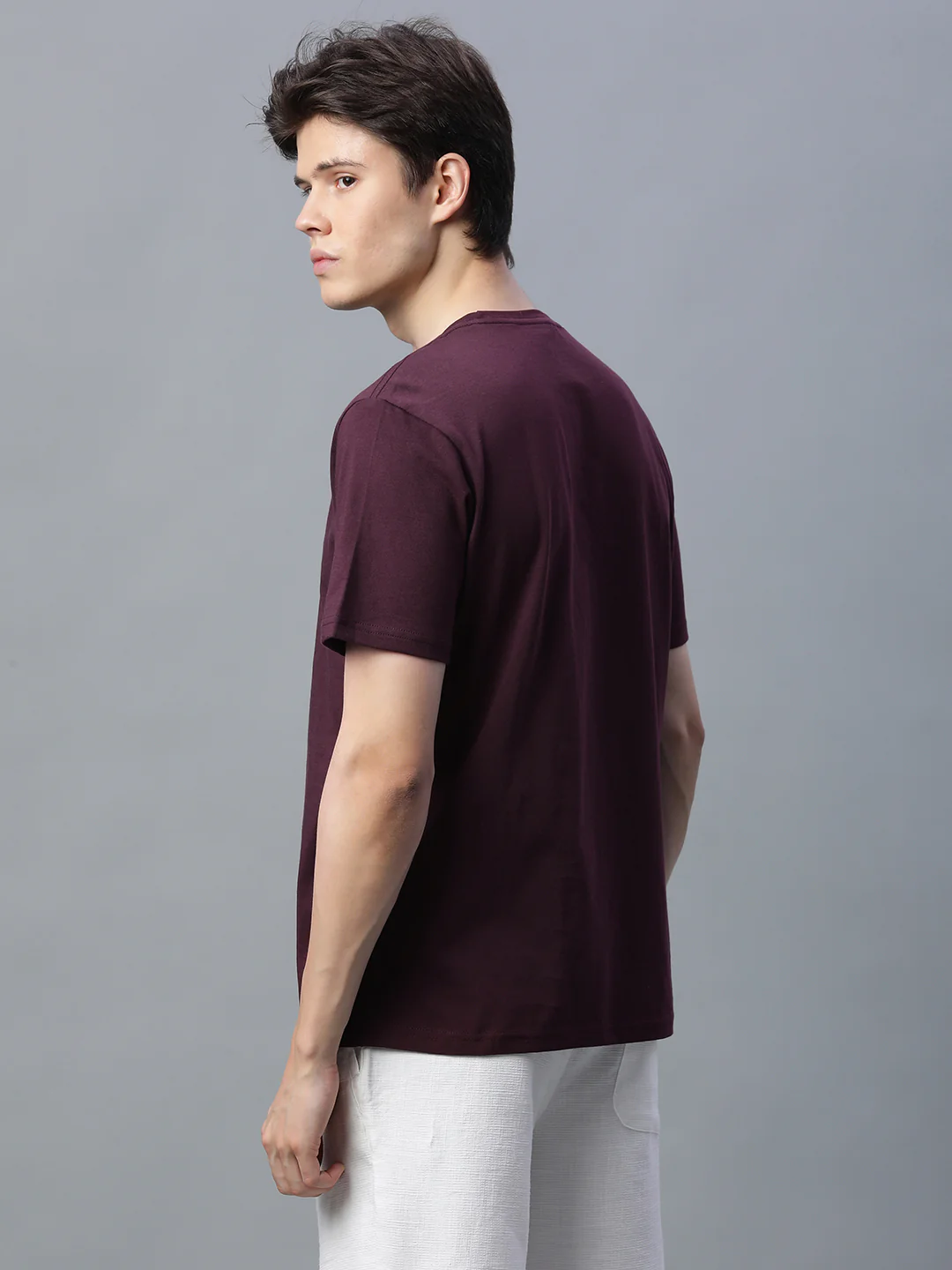 Men's Wine 100% Cotton Regular Fit Tshirt - Image 4