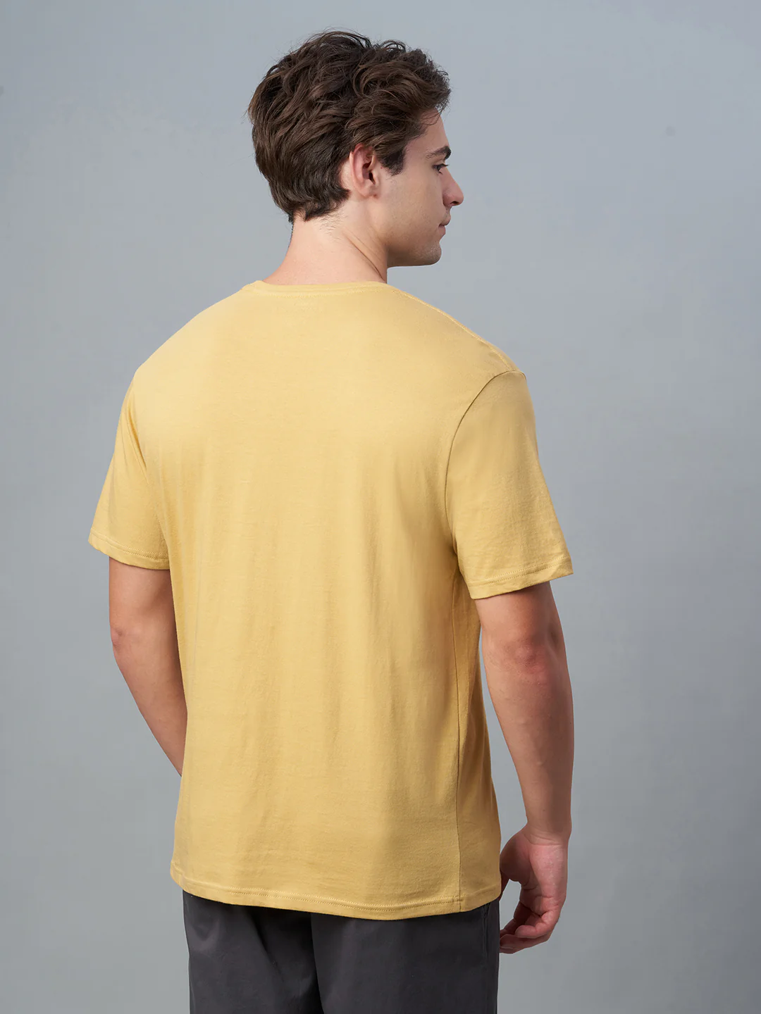 Men's Mustard 100% Cotton Regular Fit Tshirt - Image 4