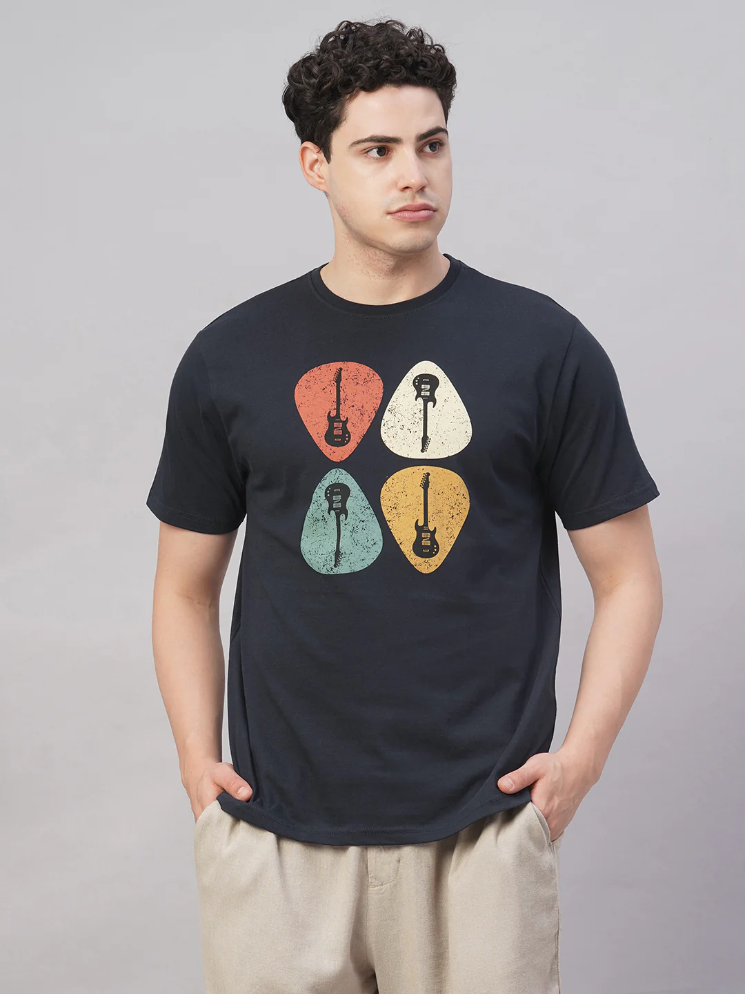 Men's Navy 100% Cotton Regular Fit Tshirt