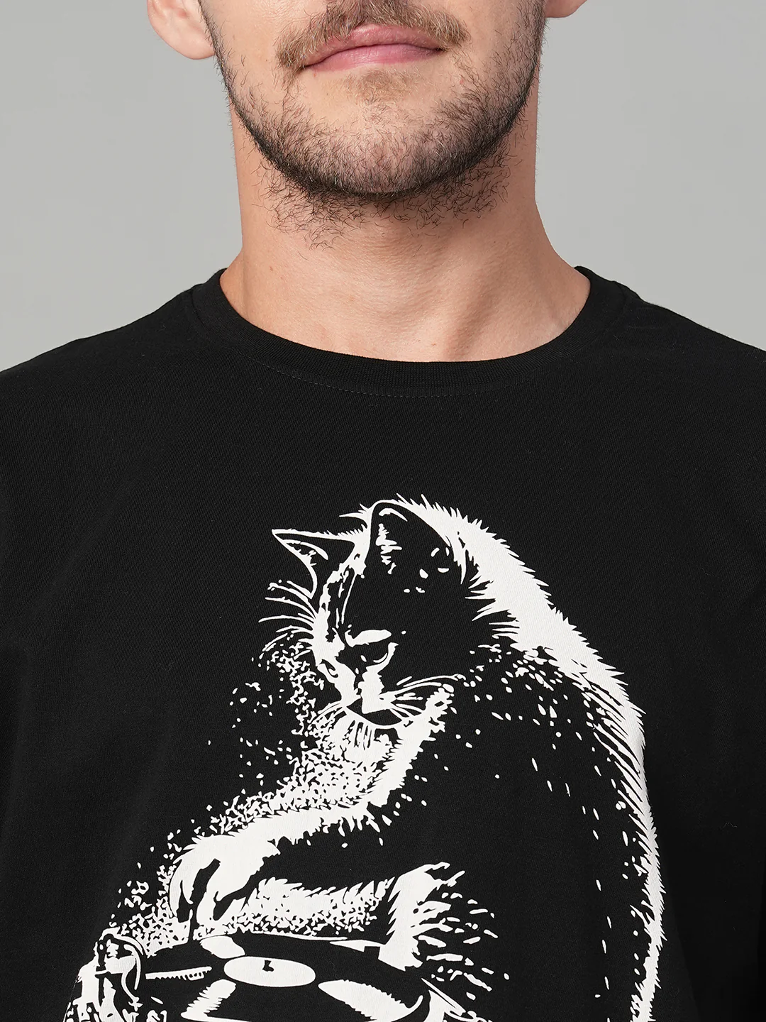 Men's Black 100% Cotton Regular Fit Tshirt - Image 6