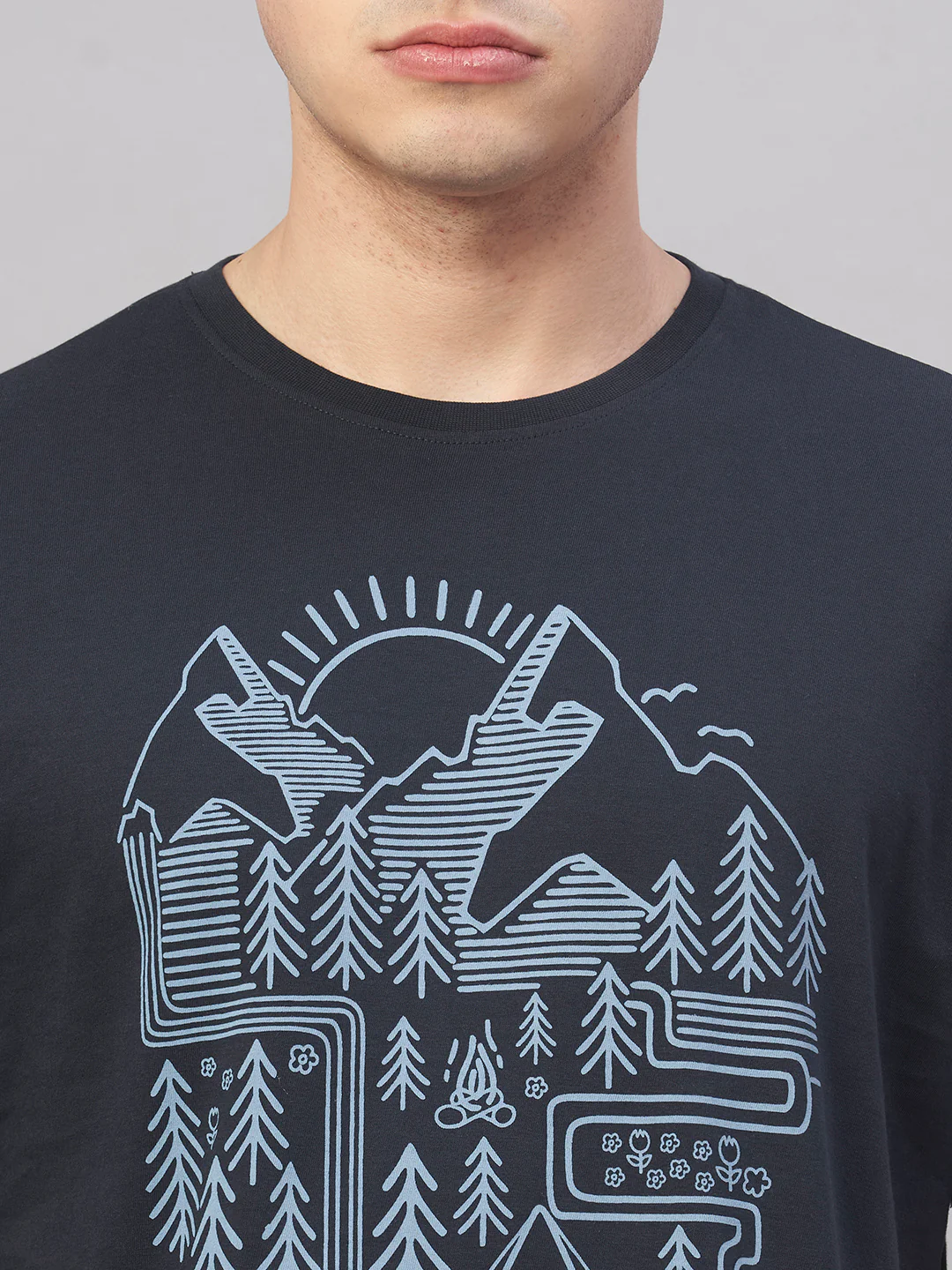 Men's Navy 100% Cotton Regular Fit Tshirt - Image 6