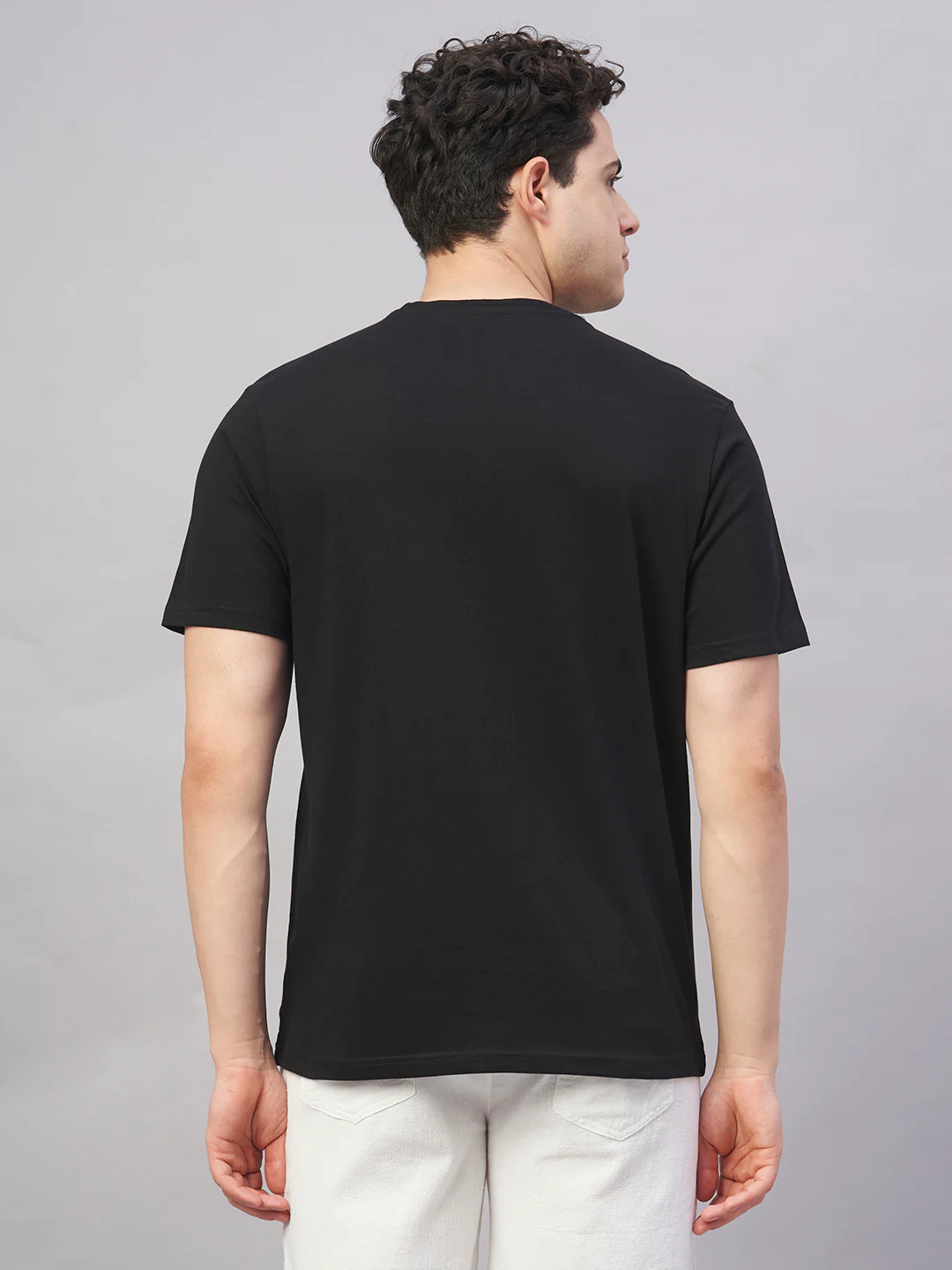 Men's Black 100% Cotton Regular Fit Tshirt - Image 5