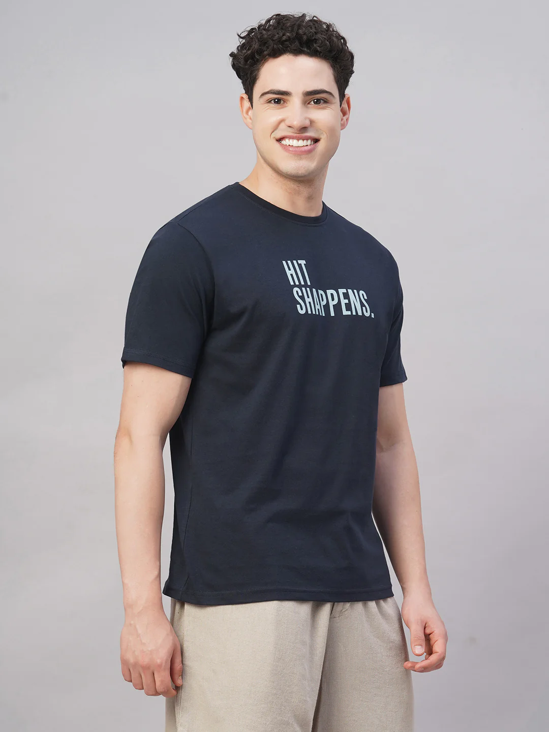 Men's Navy 100% Cotton Regular Fit Tshirt - Image 4