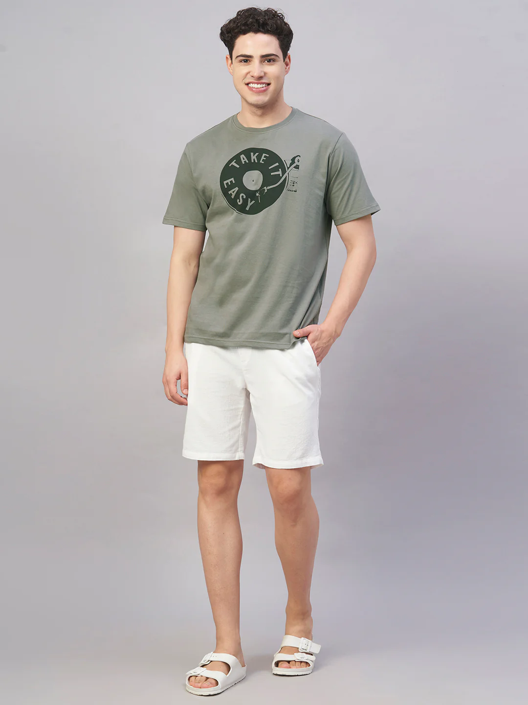 Men's Grey 100% Cotton Regular Fit Tshirt - Image 2