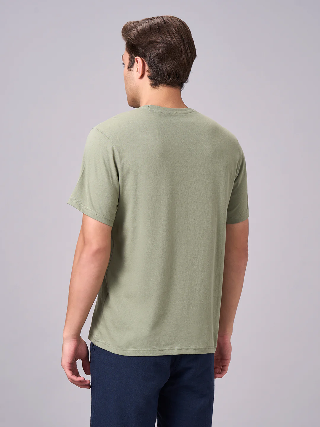 Men's Green 100% Cotton Regular Fit Tshirt - Image 4