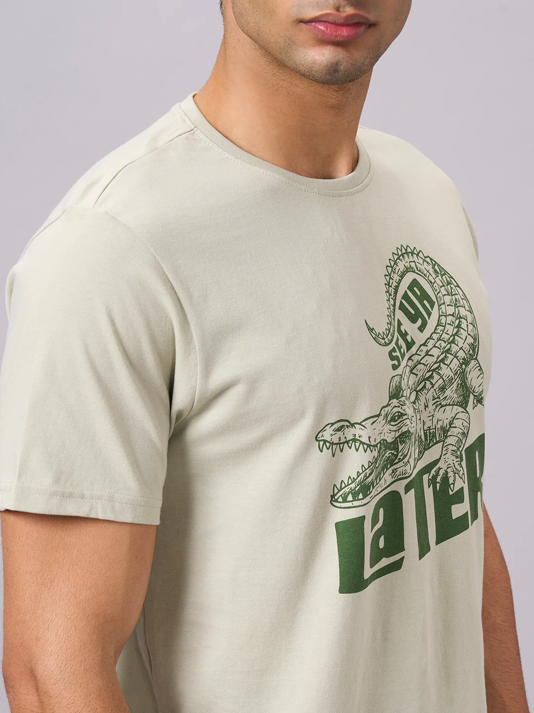 Men's Green 100% Organic Cotton Regular Fit Tshirt - Image 7