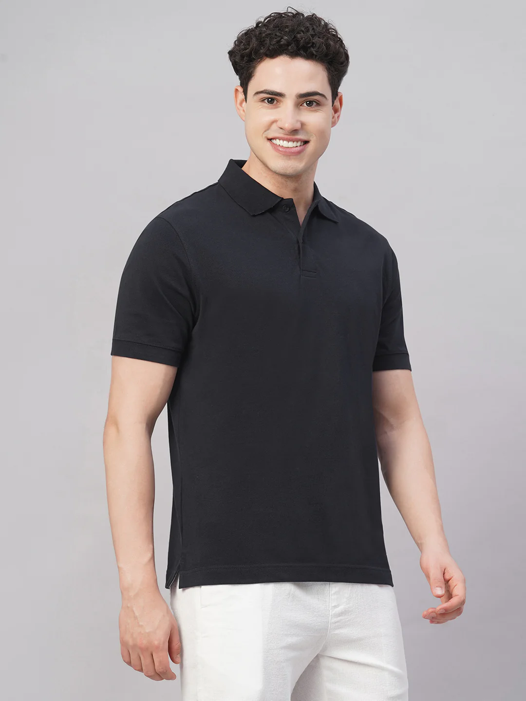 Men's Navy 100% Cotton Regular Fit Tshirt - Image 4