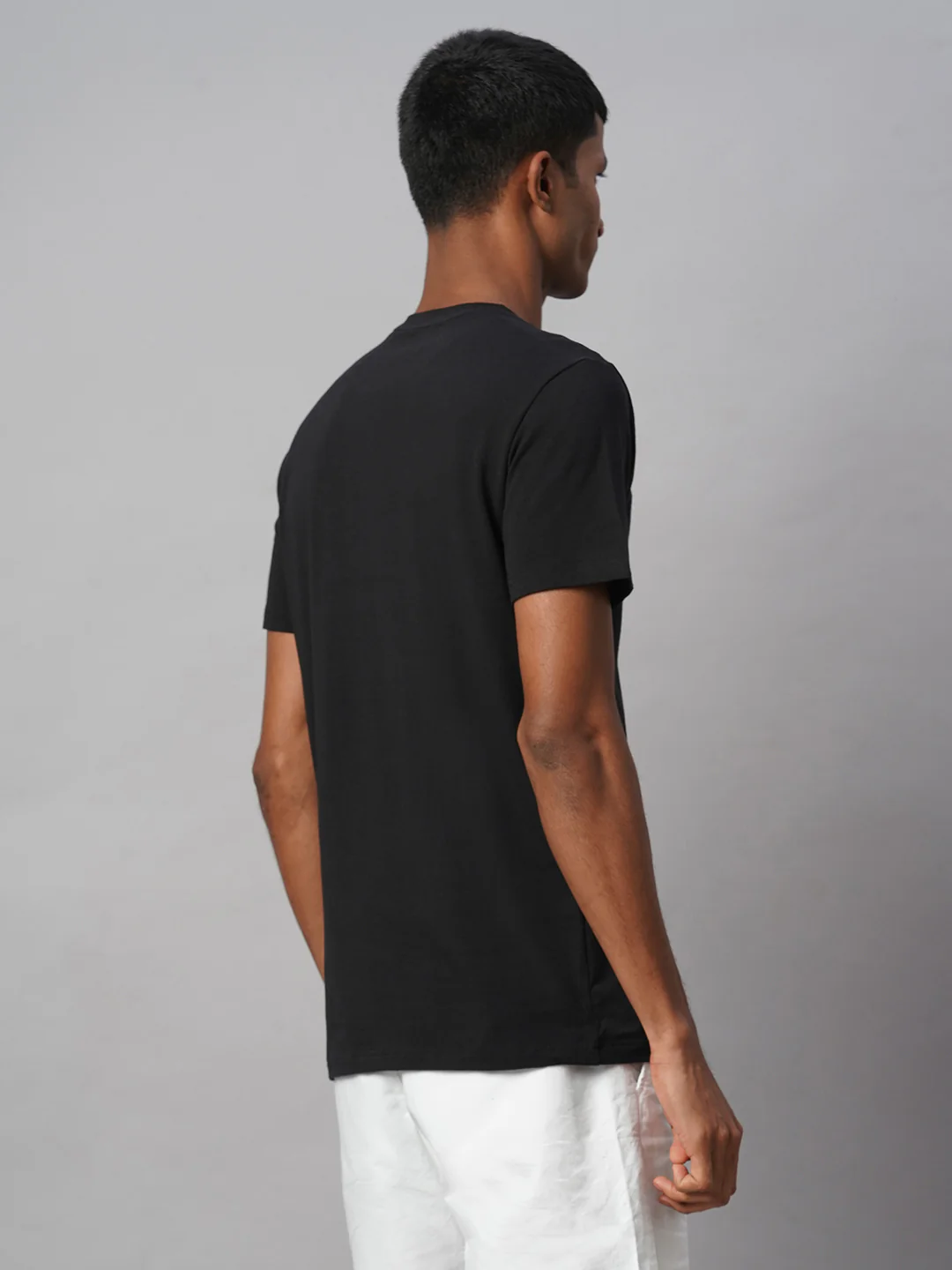 Men's Black Cotton Bamboo Elastane Regular Fit Tshirt - Image 5