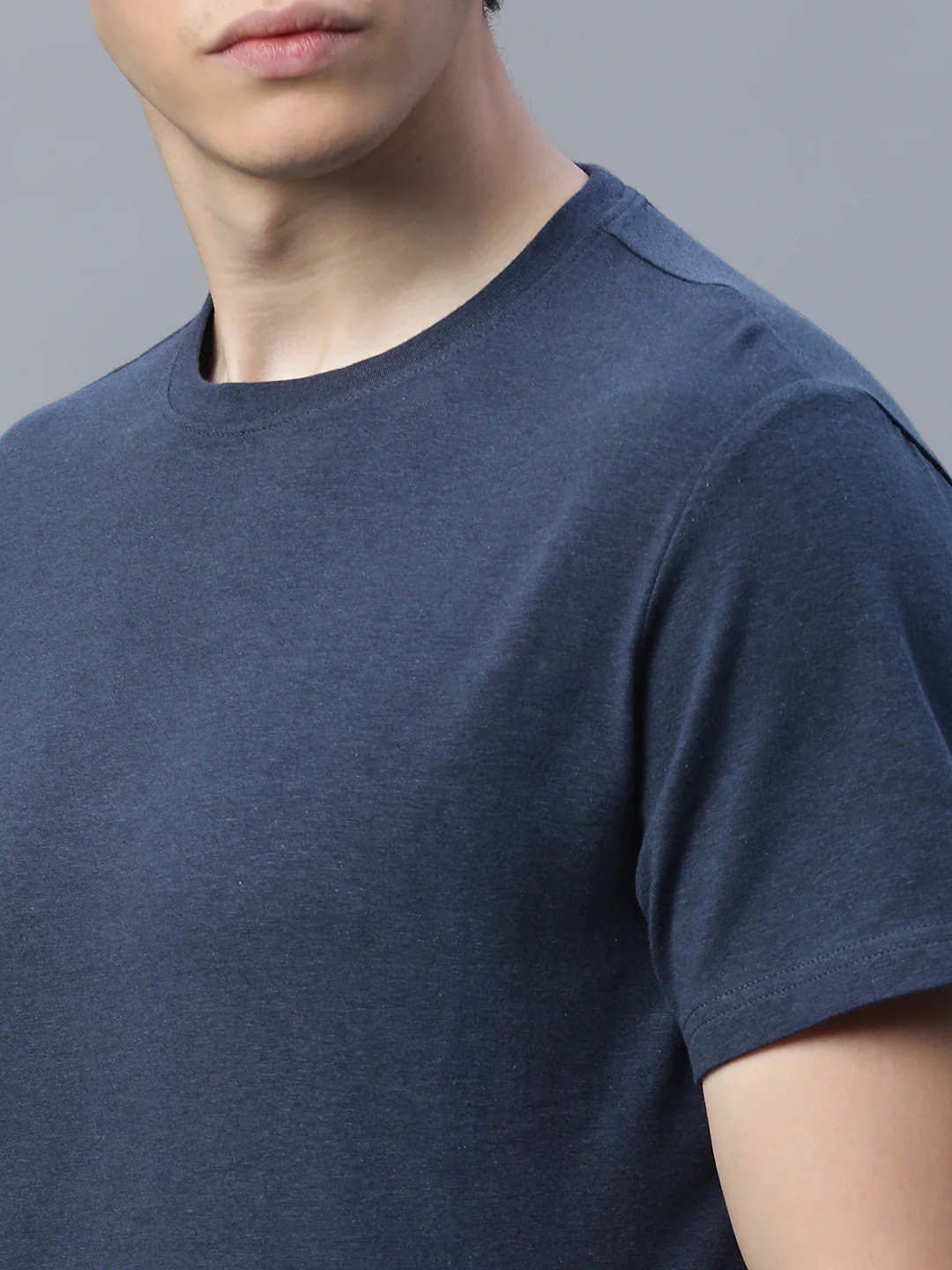 Men's Navy Cotton Bamboo Elastane Regular Fit Tshirt - Image 7