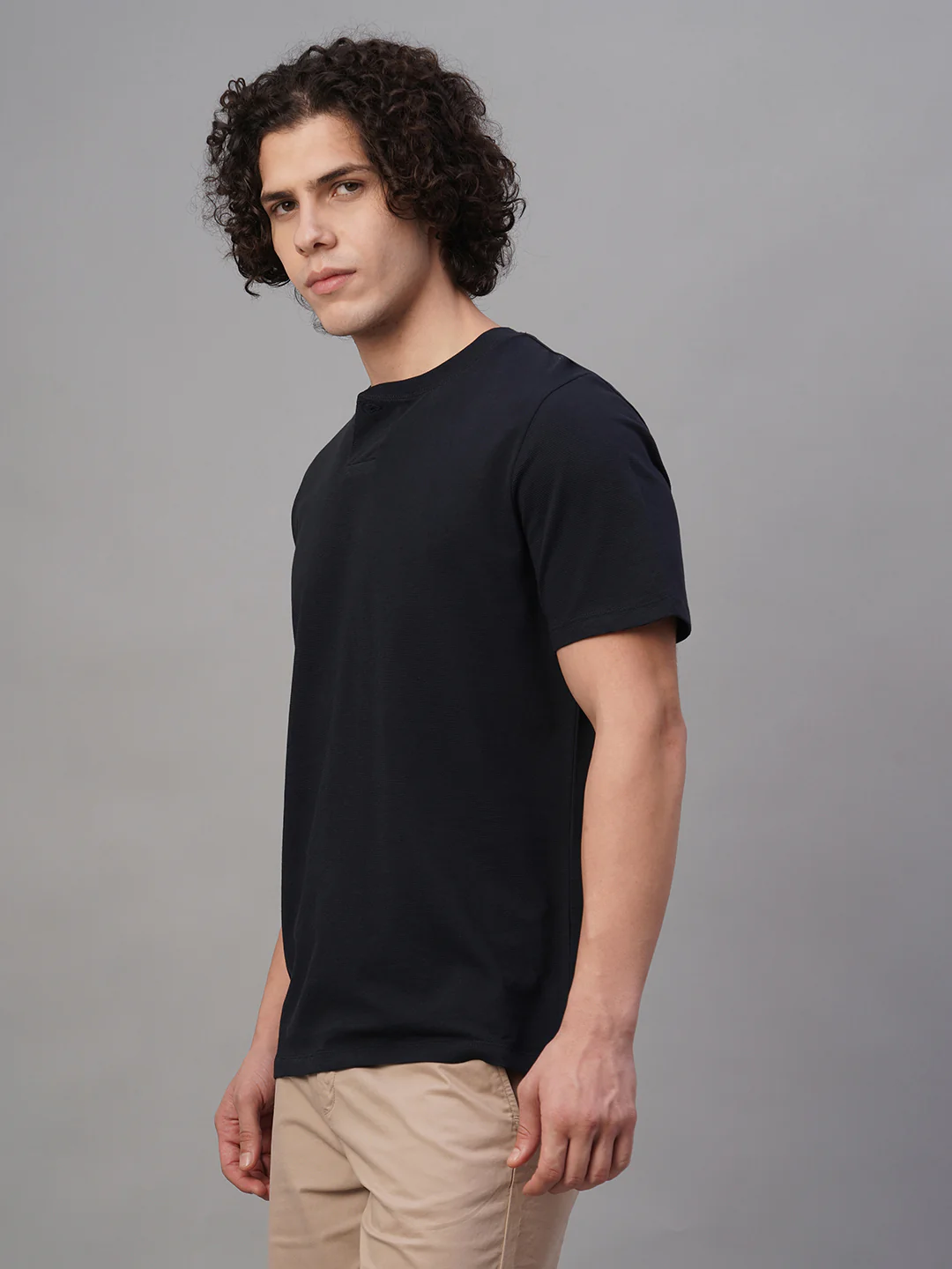 Men's Navy 100% Cotton Regular Fit Tshirt - Image 2