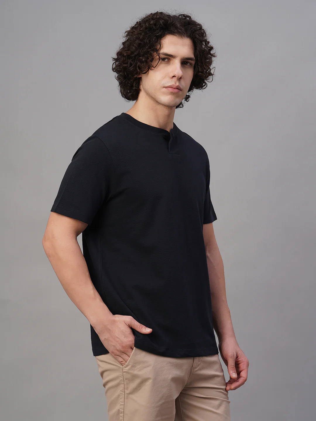 Men's Navy 100% Cotton Regular Fit Tshirt - Image 3
