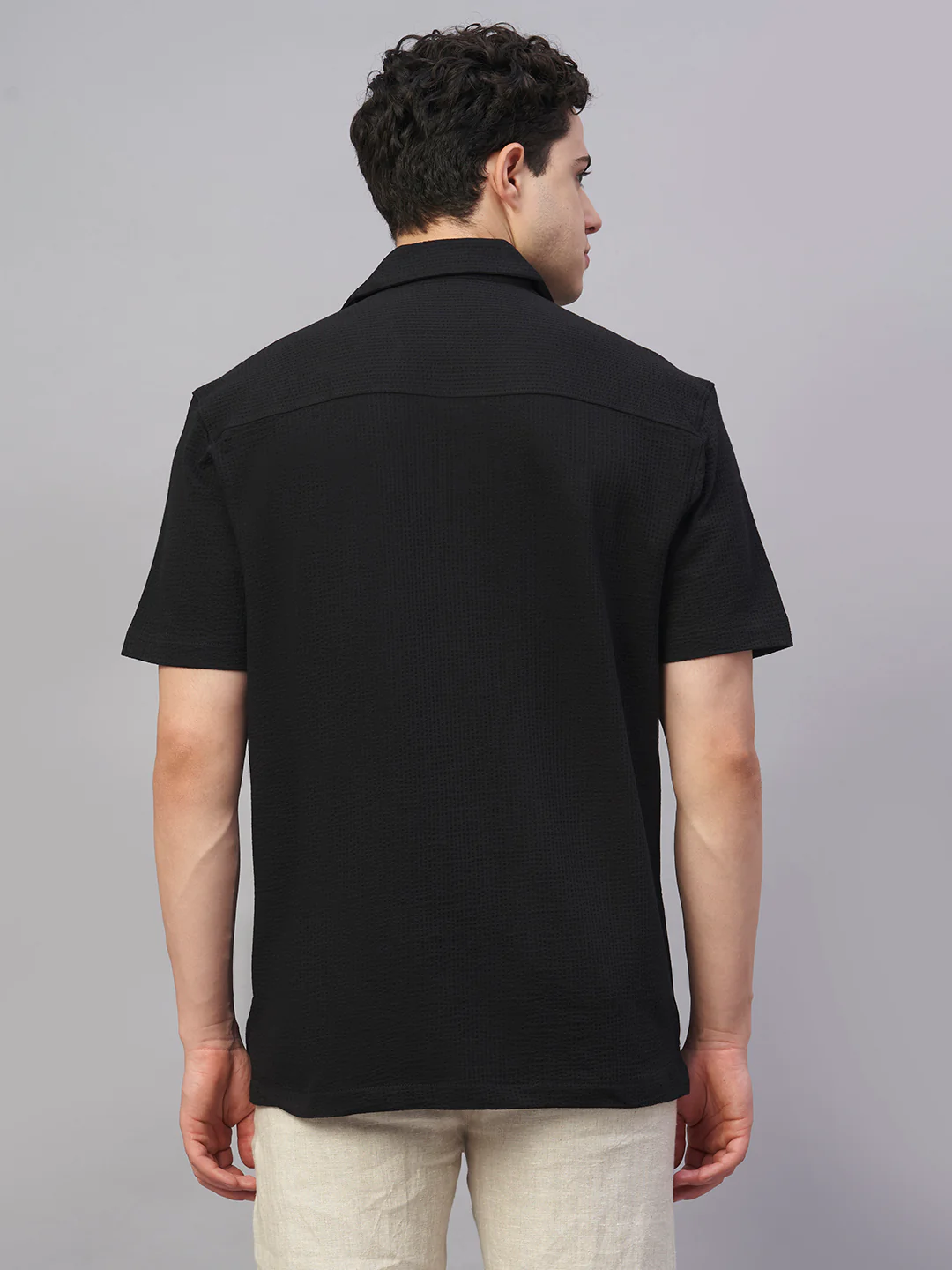 Men's Black Cotton Elastane Regular Fit Tshirt - Image 5
