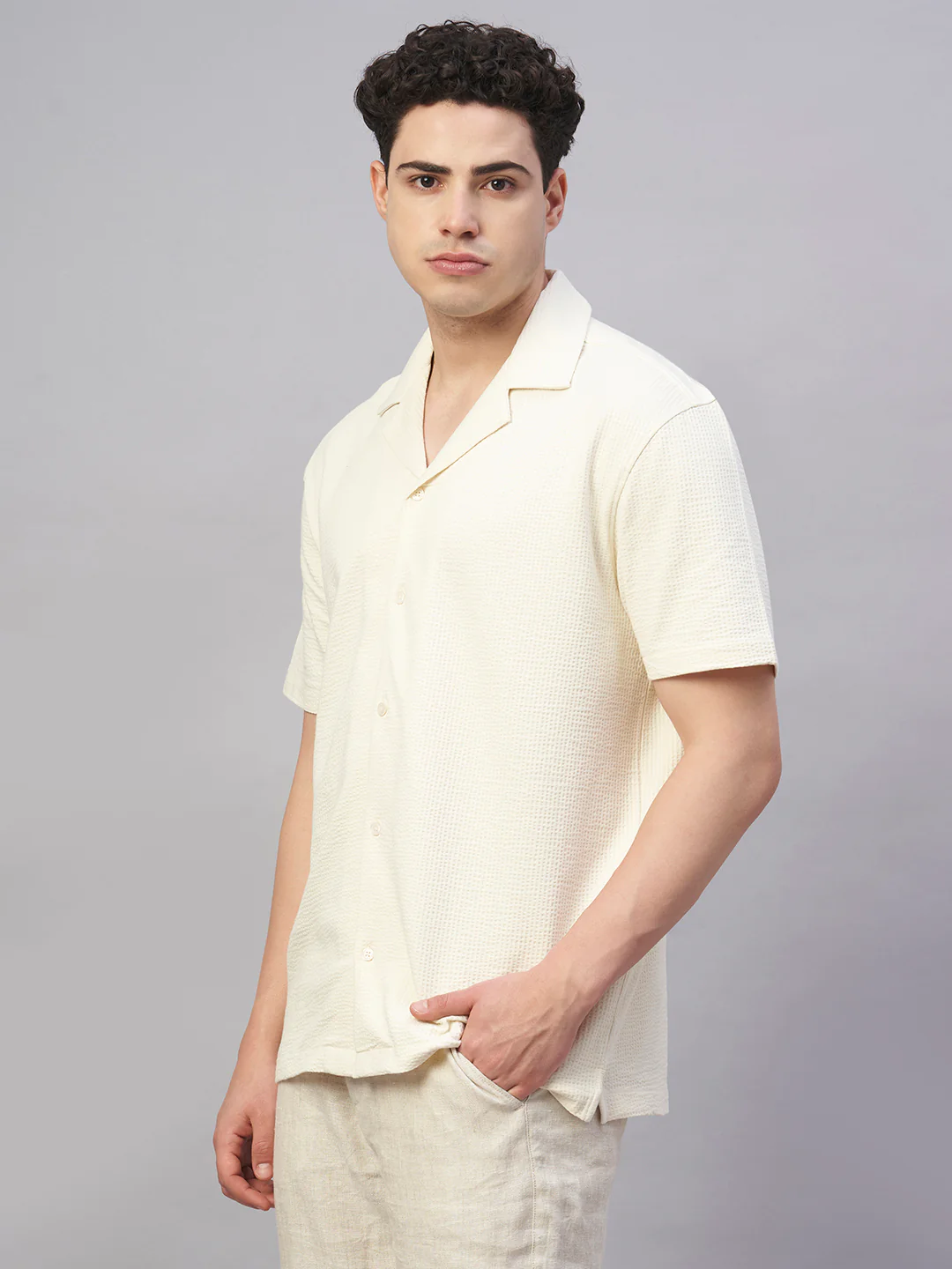 Men's Natural Cotton Elastane Regular Fit Tshirt - Image 3