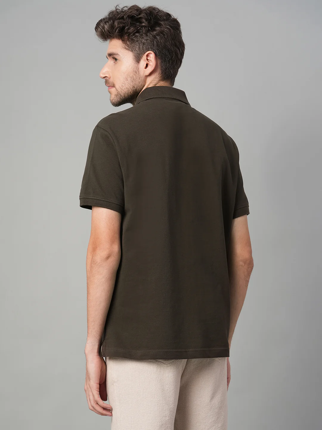Men's Brown 100% Cotton Regular Fit Tshirt - Image 5