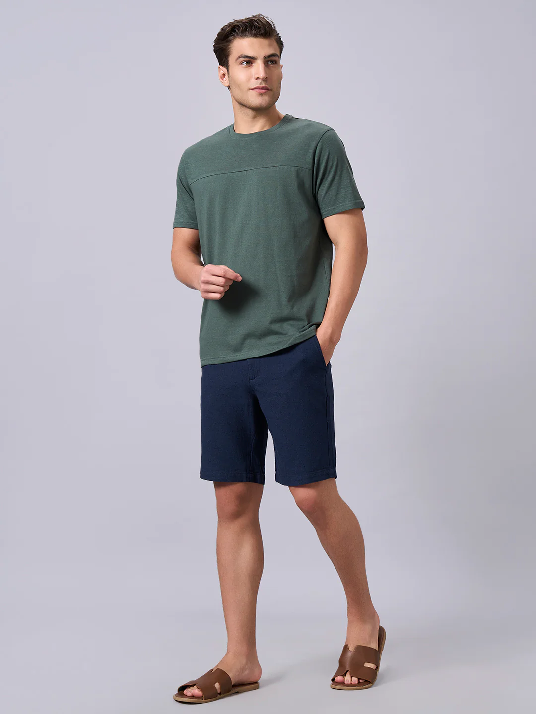 Men's Green 100% Organic Cotton Regular Fit Tshirt - Image 5