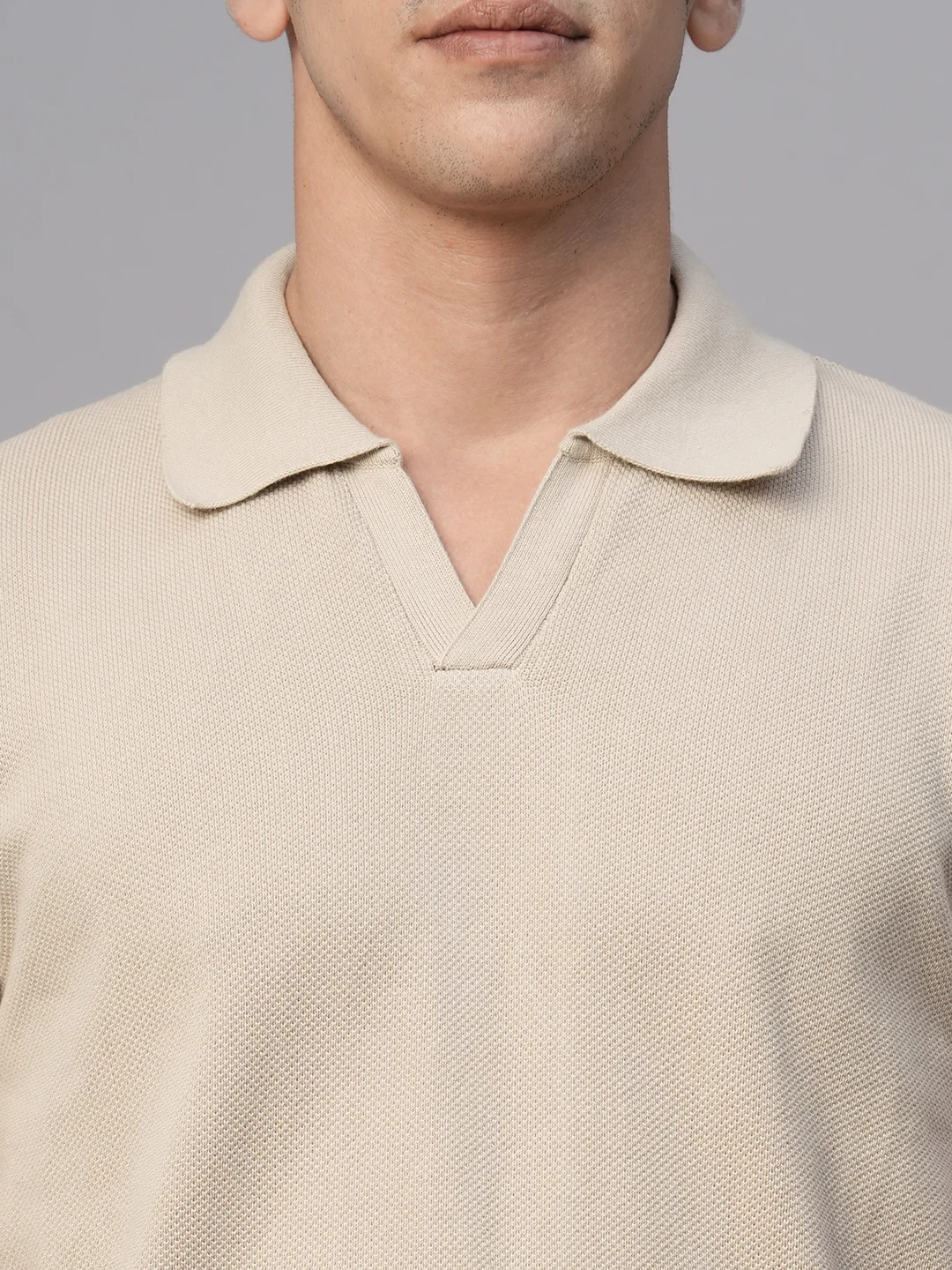 Men's Beige Cotton Regular Fit Tshirt - Image 5
