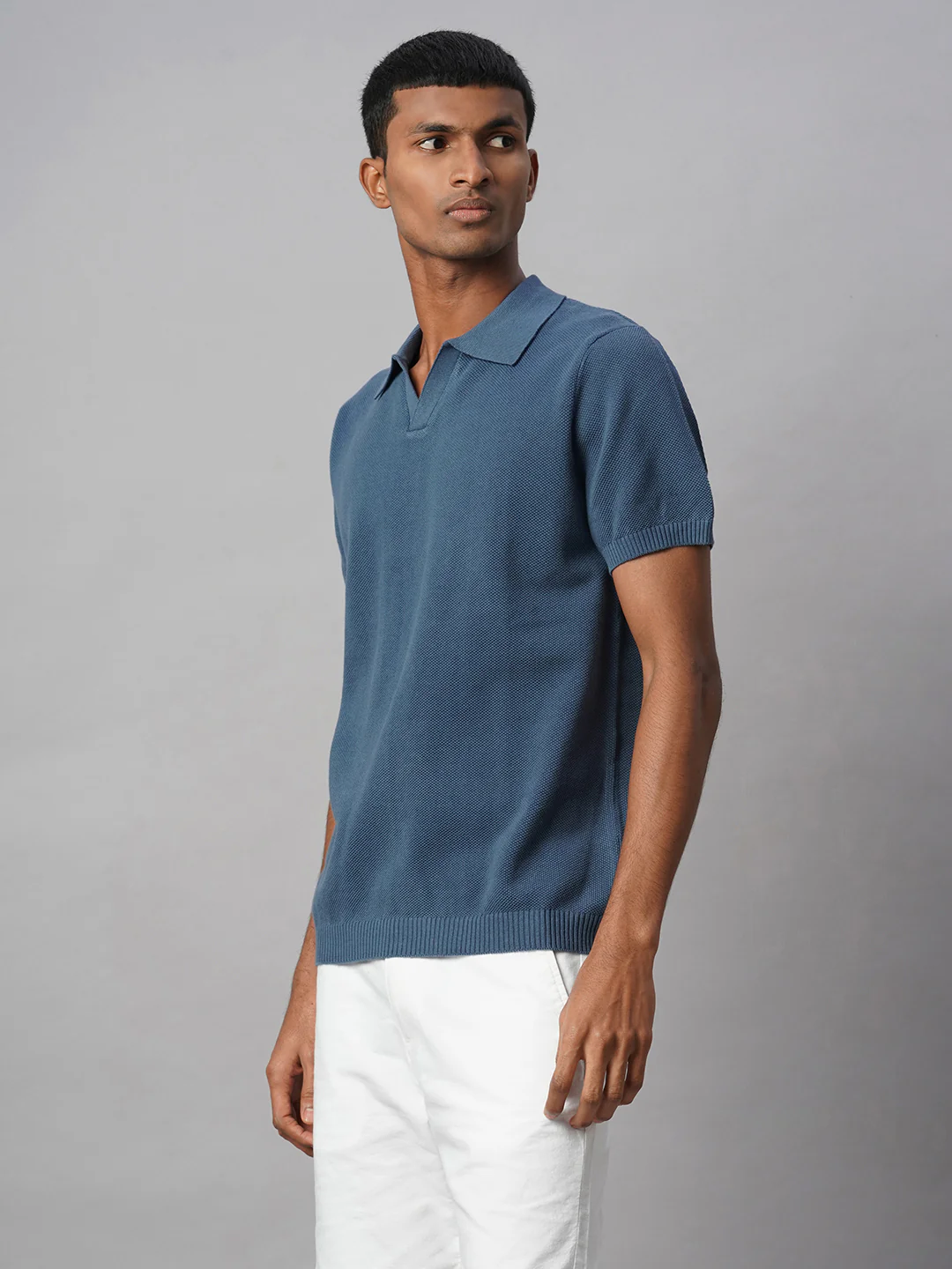 Men's Blue 100% Cotton Regular Fit Tshirt - Image 3