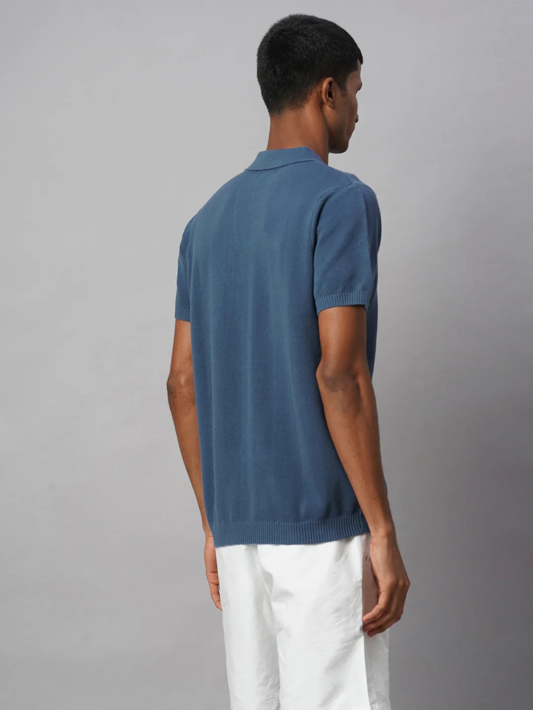 Men's Blue 100% Cotton Regular Fit Tshirt - Image 5