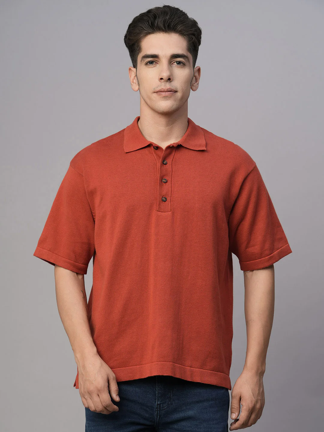 Men's Red 100% Cotton Regular Fit Tshirt - Image 3