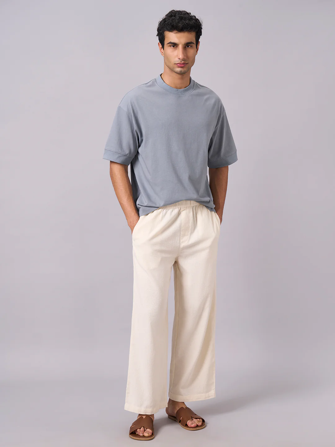 Men's Blue 100% Cotton Relax Fit Tshirt - Image 5