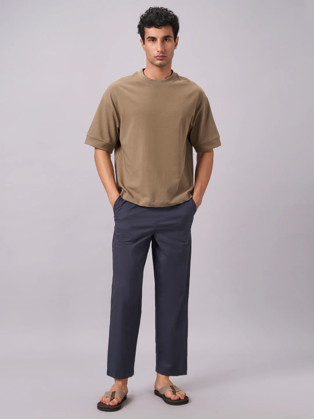 Men's Khaki 100% Cotton Relax Fit Tshirt - Image 5