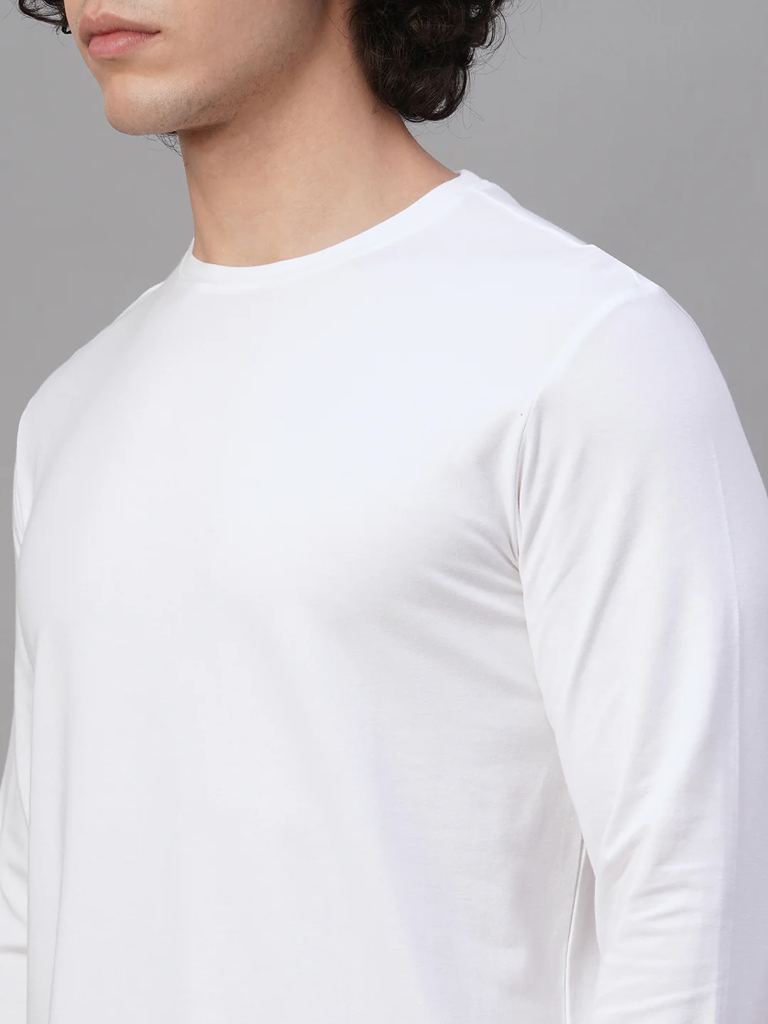 Men's White Cotton Bamboo Elastane Slim Fit Tshirt - Image 7