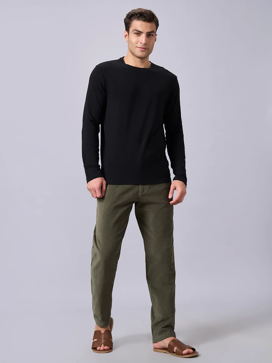 Men's Black Cotton Bamboo Elastane Regular Fit Tshirt - Image 5