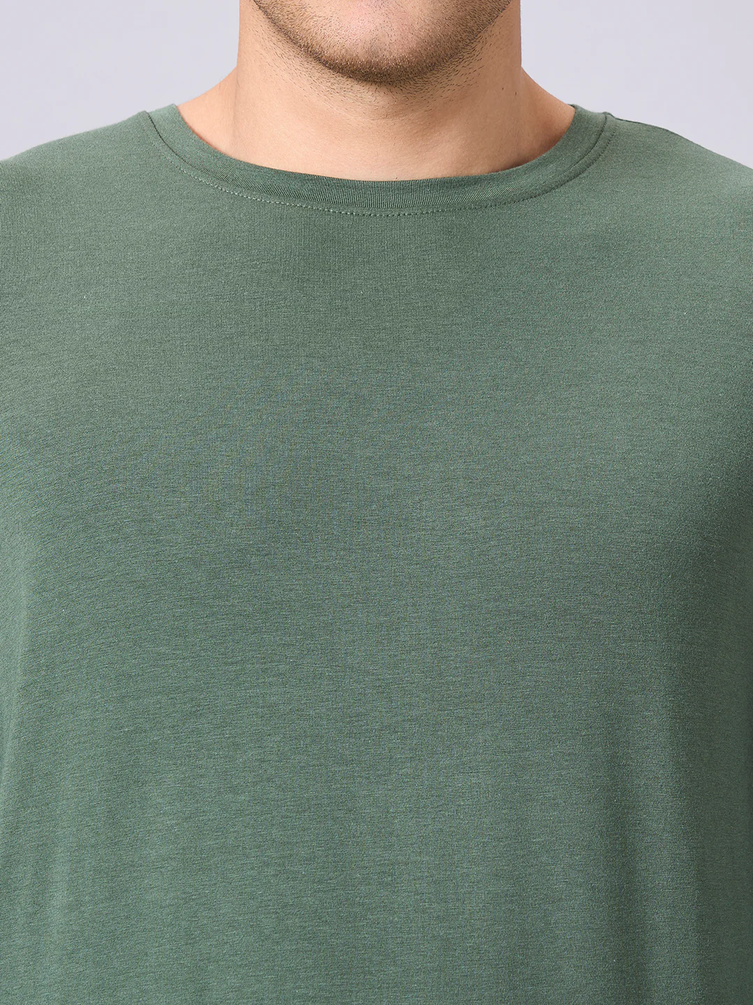 Men's Olive Cotton Bamboo Elastane Regular Fit Tshirt - Image 6