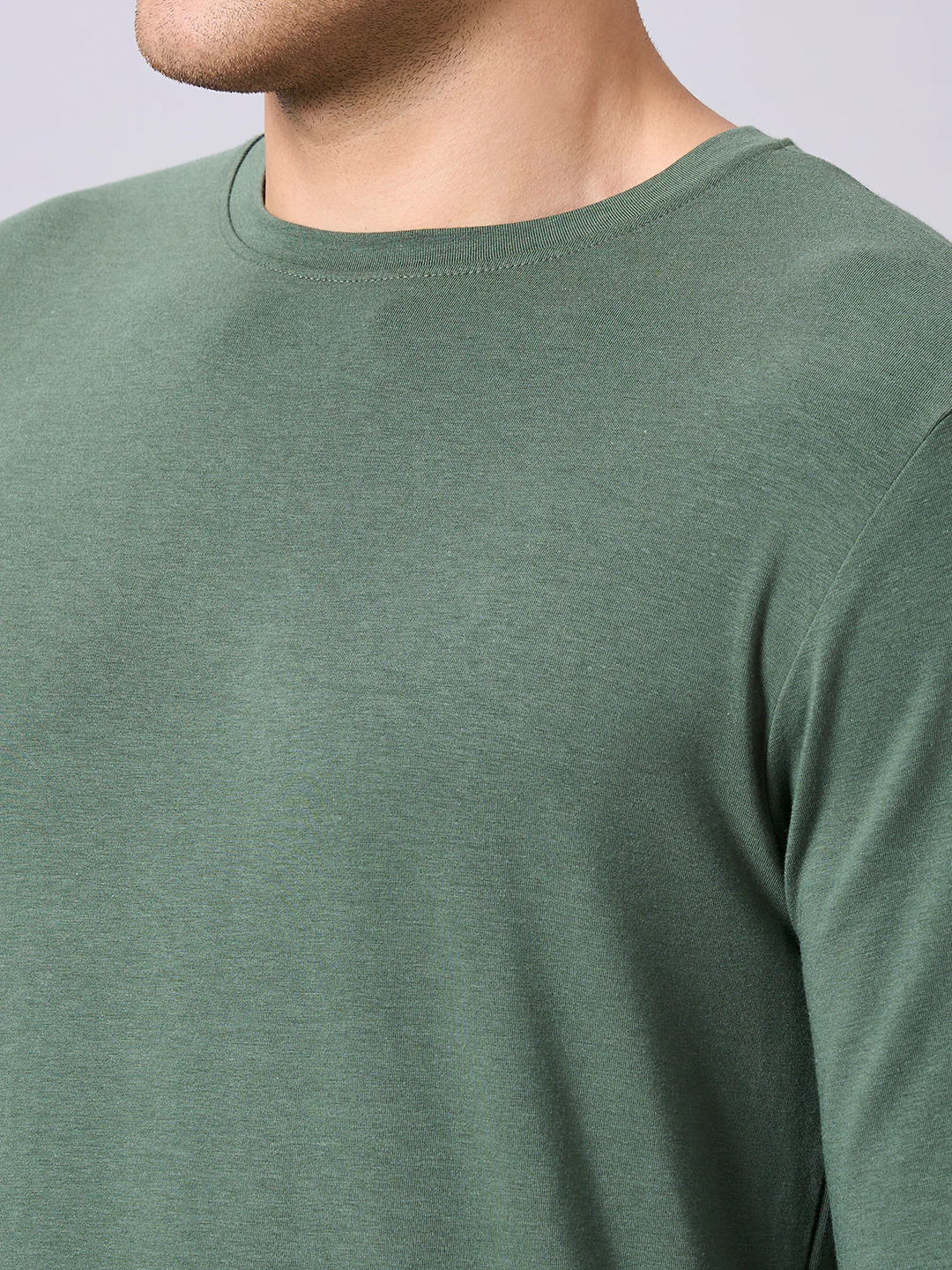 Men's Olive Cotton Bamboo Elastane Regular Fit Tshirt - Image 7