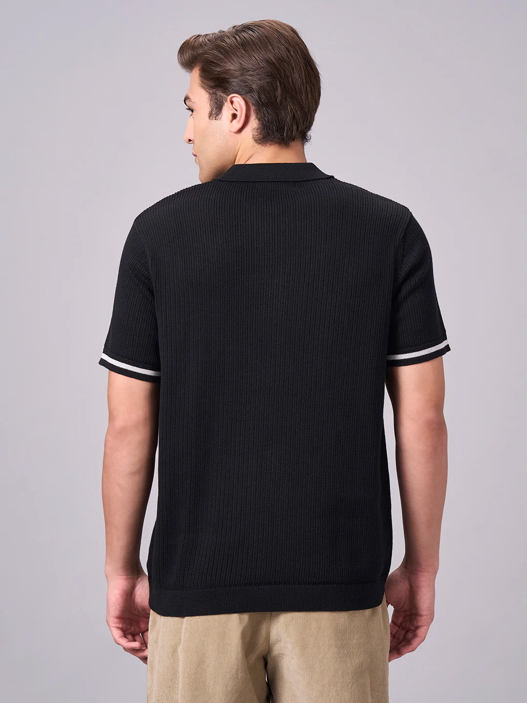 Men's Black 100% Cotton Regular Fit Tshirt - Image 4