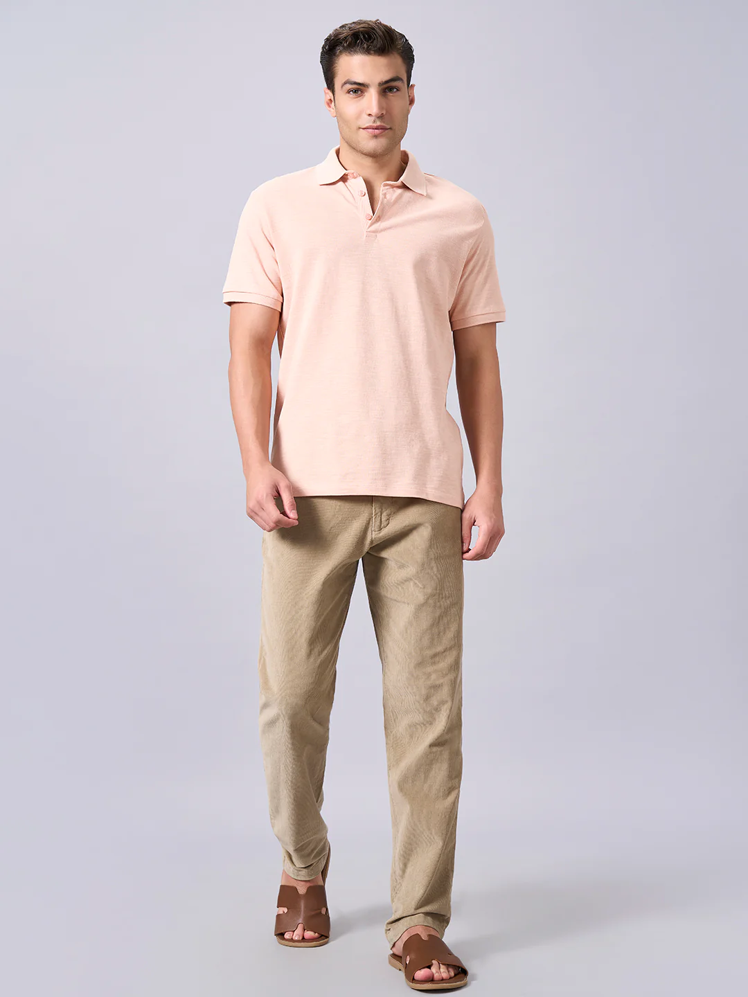 Men's Peach 100% Organic Cotton Regular Fit Tshirt - Image 5