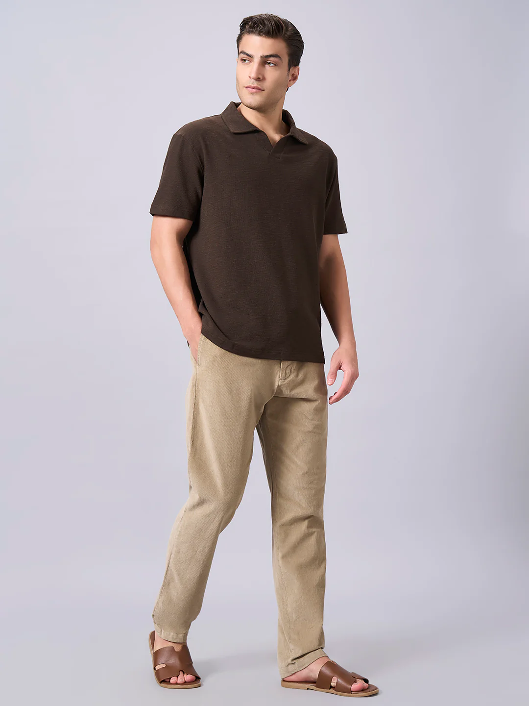 Men's Brown 100% Organic Cotton Relax Fit Tshirt - Image 5